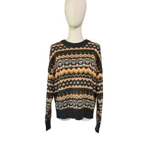 Volcom Fair Isle Sweater XS/S Gray Mustard Pattern Recycled Knit Pullover
